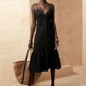 Banana Republic EYELET MIDI DRESS Black